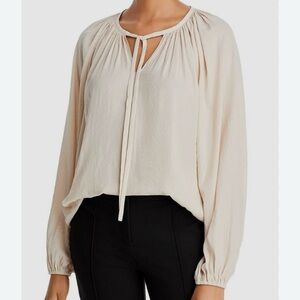 🎞️ Tahari Long Sleeve Bow Tie Neck Blouse